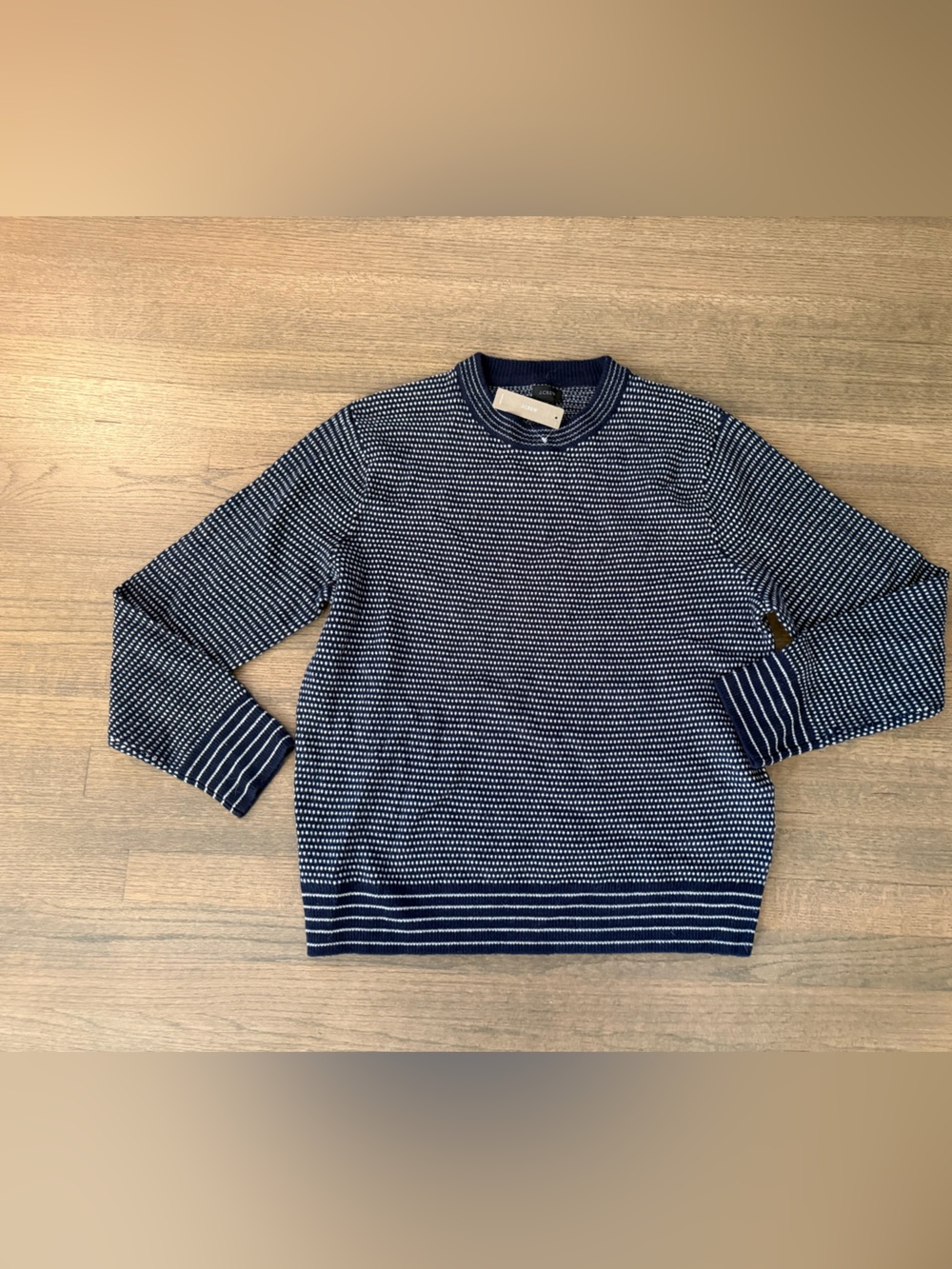 New J Crew Rugged Merino Wool-Blend Bird's-Eye Crewneck Sweater-Size XL